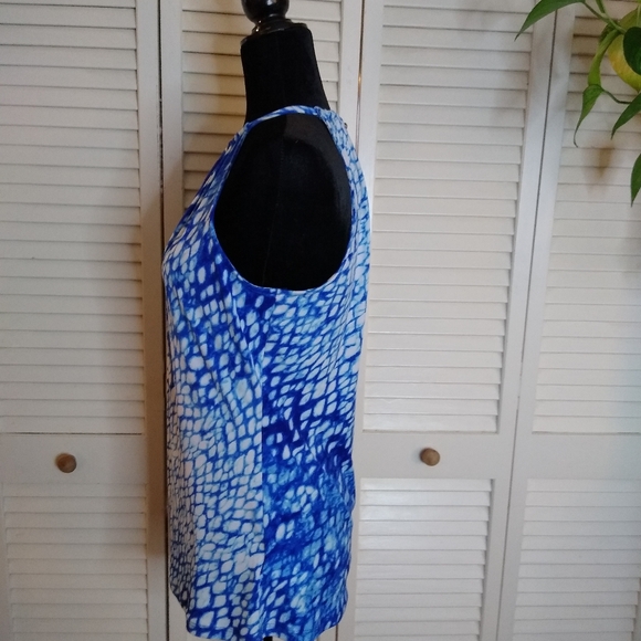 Michael Kors Blue Abstract Halter Blouse Keyhole Front Size S - Picture 6 of 12